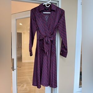 Tahari ASL Long Sleeve Dress in Red and Blue